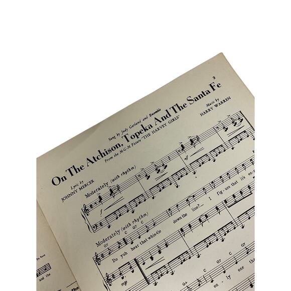 On The Atchison Topeka and The Santa Fe Sheet Music Judy Garland Harvey Girls - Picture 3 of 5